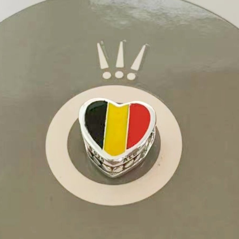 Pandora Belgium Flag Heart Bead Charm Love Cameroon Charm Travel Charm